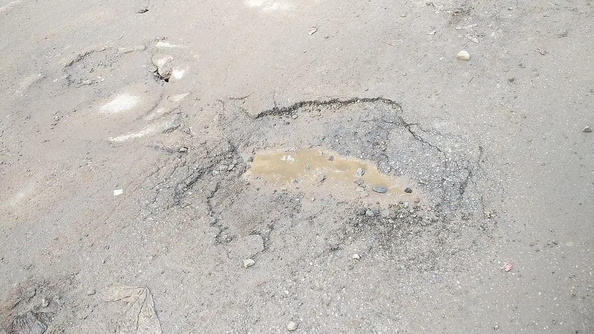 Pothole photographed by a resident